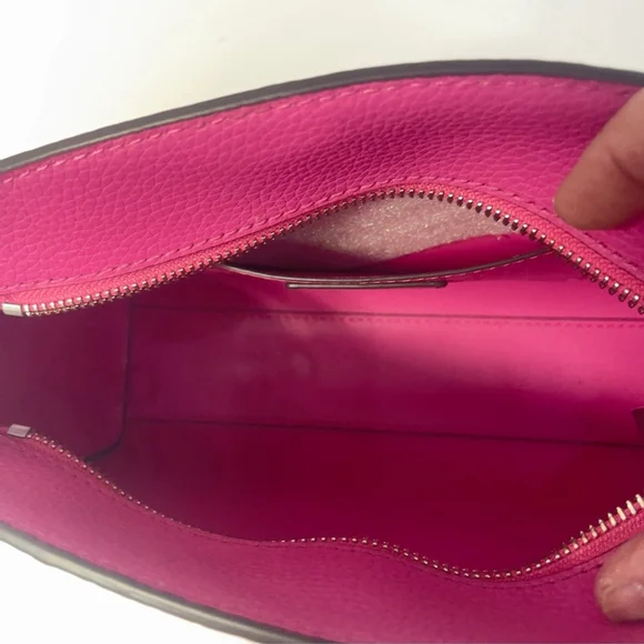 Michael Kors Chantal Chain Strap Crossbody Bag Pink Pebble Leather Cerise Pink - Picture 5 of 8